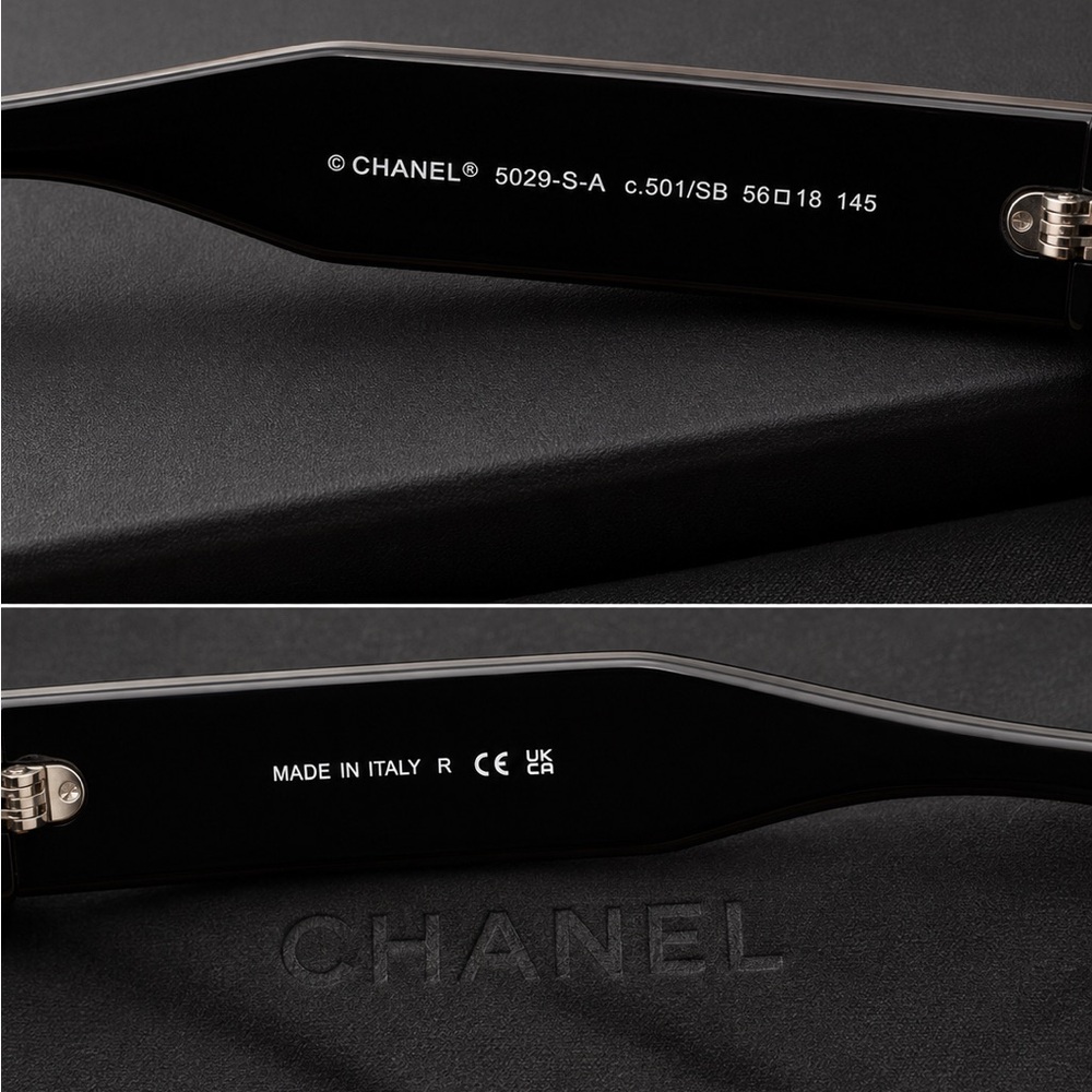 Chanel Black Cat-Eye Sunglasses with Gold Stud Detail - Picture 5 of 7